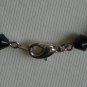 Black Beaded Dangling Lariat Necklace Faceted Oval Glass Beads 22" Long Matinee Length