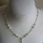 Faux Pearls Lariat Beaded Silver Tone Chain Necklace Dangling Charm 20" Long Matinee Length