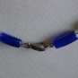 Cobalt Blue Bohemian Chic Necklace Clear White Blue Beads Dangling Charm 22.5" Beaded Matinee Length