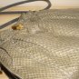 Retro 80s Grey Snakeskin Ruched Purse Vintage Mastercraft Gathered Glam Clutch Handbag Crossbody Bag