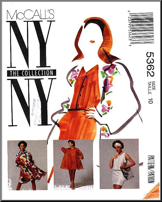 McCall's Sewing Pattern 5362 Sz 10 Misses' NY Collection Retro 90s Trapeze Coat Dress Top Skirt Pant
