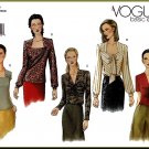 Vogue Sewing Pattern 2504 Sz 6-10 Misses' Fancy Blouses Bias Drape Shirred Front Ascot Tie Pullover