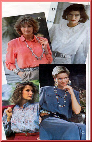Sewing Step-By-Step Pattern 012-052-110 Blouse Sz 4-22 Misses' Loose Fitting Button Front Top Collar