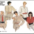 Vogue Sewing Pattern 1292 Size 8-12 Misses' Tailored Button Front Shirt Blouse Epaulets Cuff Sleeves
