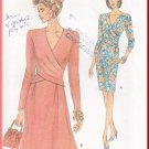 Vogue Sewing Pattern 8414 Size 6-10 Misses' Dress Pleated Wrap Bodice 90s Flared Straight Knee Skirt