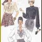 Vogue Sewing Pattern 8785 Size 6-10 Misses' Blouses Flounces Ladylike 90s Poet's Shirt Button Cuffs