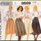 Vintage McCall's Sewing Pattern 8689 Size 10 Misses' Flared Skirts Gathered Yoke Straight Waistband