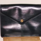 Dark Navy Blue Vintage Lanvin Leather Clutch Purse Designer Handbag Made in France Classic Ladylike
