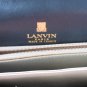 Dark Navy Blue Vintage Lanvin Leather Clutch Purse Designer Handbag Made in France Classic Ladylike