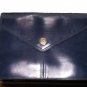 Dark Navy Blue Vintage Lanvin Leather Clutch Purse Designer Handbag Made in France Classic Ladylike