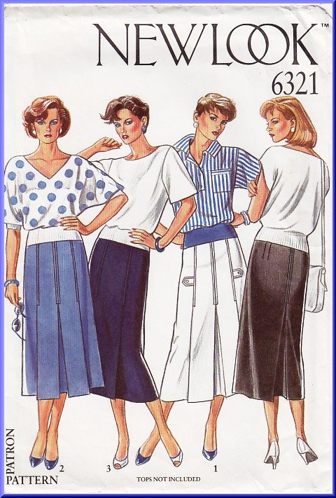 CUT New Look Sewing Pattern 6321 Size 8-18 Misses' Retro Classic Tailored Pleated Skirt Calf Length