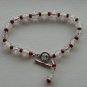 Charming Red White Clear Glass Beaded Handmade Bracelet Dainty Lovely Accessory Faceted Seed Beads