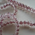 Sparkling Clear and Amethyst Purple Faceted Glass Beads Necklace 18" Princess Length Hand Woven