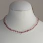 Sparkling Clear and Amethyst Purple Faceted Glass Beads Necklace 18" Princess Length Hand Woven