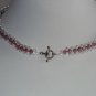 Sparkling Clear and Amethyst Purple Faceted Glass Beads Necklace 18" Princess Length Hand Woven