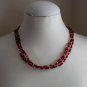 Brilliant Crimson Triple Strand Necklace Glass Seed Beads 22" Matinee Length Gorgeous Glamorous