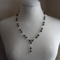 Elegant Black Clear Necklace Conical Glass Beads 23" Matinee Length Classic Timeless Lariat Handmade