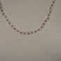 Cute Clear Frosted Glass Necklace Red Seed Beads 26.5" Opera Length Mod Simple Elegant Chic Handmade