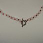 Cute Clear Frosted Glass Necklace Red Seed Beads 26.5" Opera Length Mod Simple Elegant Chic Handmade