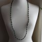 Stylish Black and Jade Green Necklace Glass Beads 39" Rope Length Funky Trendy Boho Chic Handmade