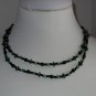 Stylish Black and Jade Green Necklace Glass Beads 39" Rope Length Funky Trendy Boho Chic Handmade