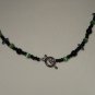 Stylish Black and Jade Green Necklace Glass Beads 39" Rope Length Funky Trendy Boho Chic Handmade