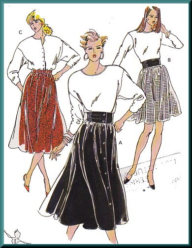 Vintage Kwik Sew Sewing Pattern 1804 Sz XS-XL Misses' Gathered Skirts Retro 80s Bubblegum Waistband