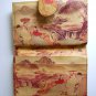 Vintage Asian Scenery Leather Wallet  Kisslock Coin Soft Leather Mountains Waterfall Made in Korea