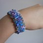 Icy Blue Lavender Safety Pins Cuff Stretch Handmade Bracelet Rock and Roll Glamazon Grunge Goth Chic