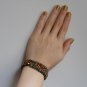 Gold Green Glass Beaded Safety Pins Stretchy Bracelet Handmade Cuff Trendy Cool Street Gothic Style