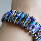 Edgy Safety Pins Stretch Cuff Mix Combo Color Stretchy Handmade Bracelet Punk Rock Glam Gothic Chic