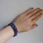 Glam Safety Pins Cuff Iridescent Purple Black Glass Beads Stretchy Handmade Bracelet Punk Rock Chic