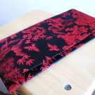 Black Red Chinese Brocade Wallet Asian Check Bill Holder Checkbook Shiny Tapestry Elegant Classic