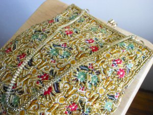 Vintage Beaded Tapestry Evening Clutch Bag