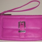 Vibrant Fucshia Pink Leather Express Wristlet Purse Clutch Trendy Sporty Casual Bag