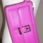 Vibrant Fucshia Pink Leather Express Wristlet Purse Clutch Trendy Sporty Casual Bag