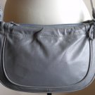 Vintage Smokey Grey Leather Shoulder Bag by Carissima Retro 80s Gather Front Ties Purse Double Strap