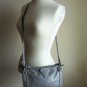 Vintage Smokey Grey Leather Shoulder Bag by Carissima Retro 80s Gather Front Ties Purse Double Strap