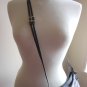 Vintage Smokey Grey Leather Shoulder Bag by Carissima Retro 80s Gather Front Ties Purse Double Strap