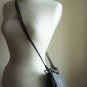 Vintage Smokey Grey Leather Shoulder Bag by Carissima Retro 80s Gather Front Ties Purse Double Strap