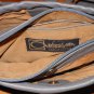 Vintage Smokey Grey Leather Shoulder Bag by Carissima Retro 80s Gather Front Ties Purse Double Strap