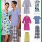 New Look 6858 Sewing Pattern Sz XS-XL Unisex Misses' Men's Sleepwear Loungewear Sleepshirt PJs Robe
