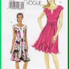Vogue 8553 Sewing Pattern Size 6-12 Misses' Pleated Knit Dress Pretty Cap Sleeves Gathered Neck Sash
