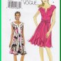 Vogue 8553 Sewing Pattern Size 6-12 Misses' Pleated Knit Dress Pretty Cap Sleeves Gathered Neck Sash