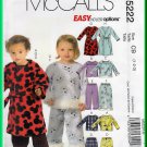 McCall's 5222 Sewing Pattern Sz 1-3 Toddlers' Children's Pajamas Nighttime Sleepwear Robe PJs Pants