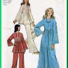 Simplicity 6044 Vintage Sewing Pattern Sz 8 Misses Caftan Pants Set Top Tunic Dress 70s Hippy Chic