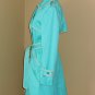 Coach Trench Coat Turquoise Blue Sz 12 Classic Mid Length Belted Double Breasted Jacket Trendy Chic