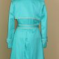 Coach Trench Coat Turquoise Blue Sz 12 Classic Mid Length Belted Double Breasted Jacket Trendy Chic