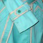Coach Trench Coat Turquoise Blue Sz 12 Classic Mid Length Belted Double Breasted Jacket Trendy Chic