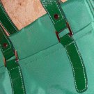 Green Banana Republic Purse Handbag Emerald Nylon Patent Leather Handles Sporty Trendy Shoulder Bag